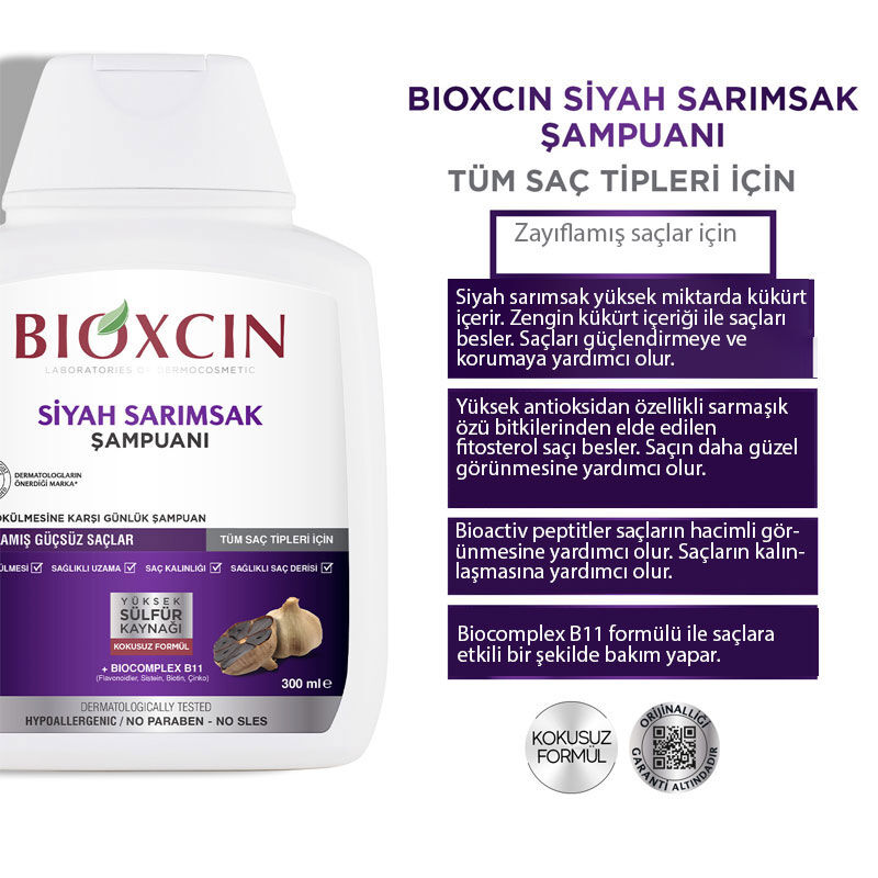 Bioxcin Black Garlic Shampoo For Hair Loss 300 ml