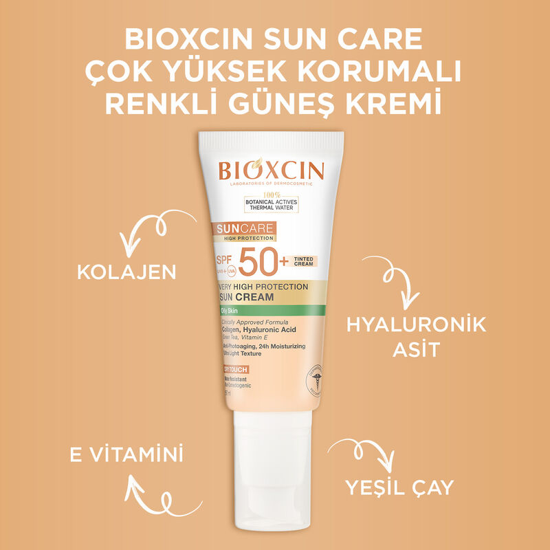 Bioxcin واقي الشمس الملون بيوكسين صن كير عالي الحماية للبشرة الدهنية بعامل حماية 50+