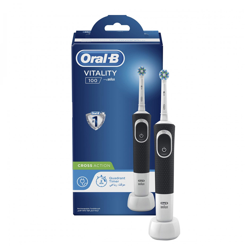 Oral-B فرشاة أسنان كهربائية فيتاليتي كروس اكشن مؤقت رباعي من اورال بي اسود