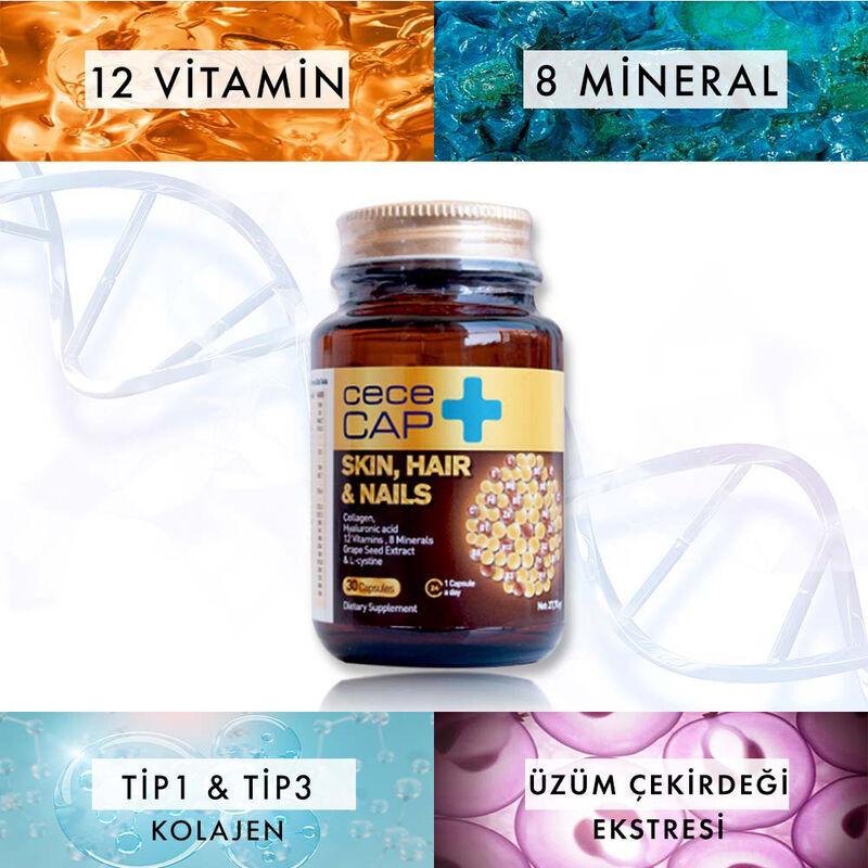 Cececap Skin Hair Nails Food Supplement 90 capsules