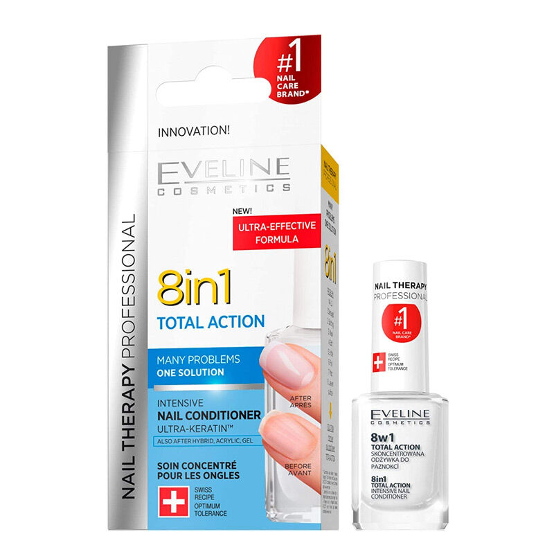 Eveline Cosmetics بلسم أظافر مكثف 8 في 1 من إيفلين كوزمتكس توتال أكشن 12 مل