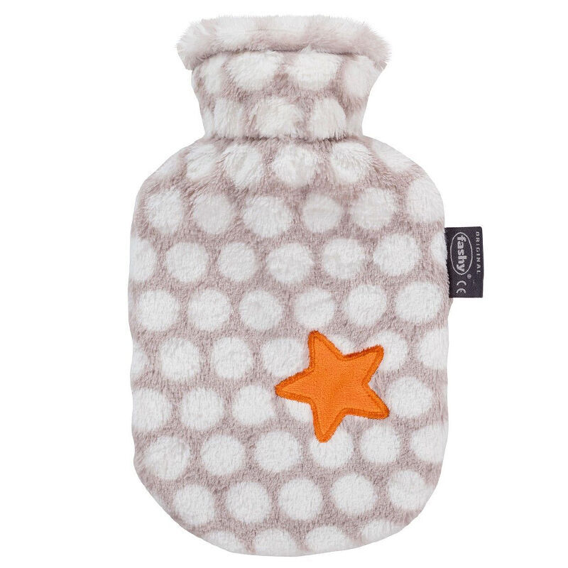 Fashy Children's Hot Water Bag With Thermophor Cover - Spotted Orange Star 0.8 l
