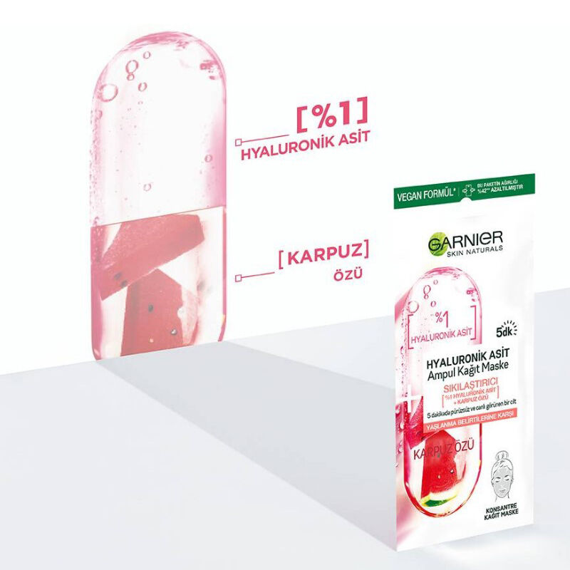 Garnier قناع غارنييه الورقي للوجه بحمض الهيالورونيك أمبول 15 جم