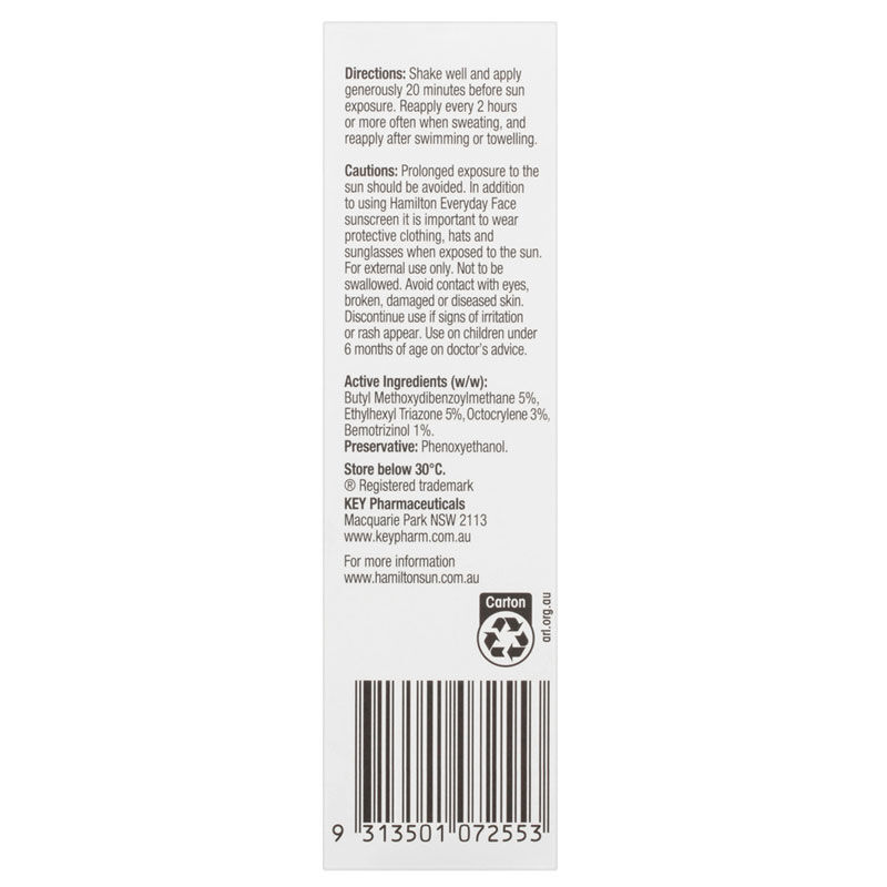 Hamilton Everyday Face Spf50+ Sun Cream 75 gr