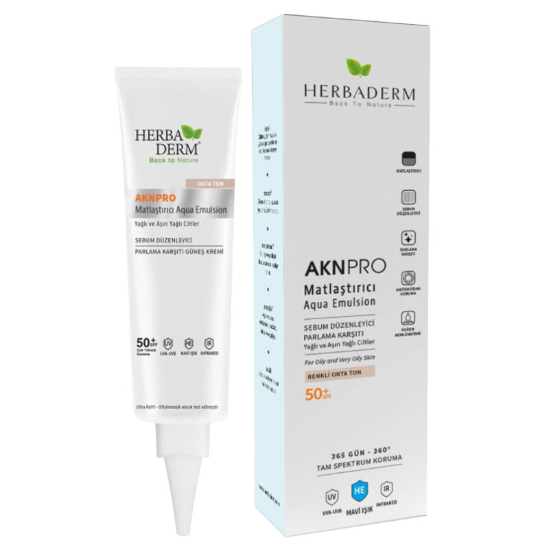 Herbaderm Akn Pro Mattifying Emulsion Spf 50 40 ml - Medium Tone