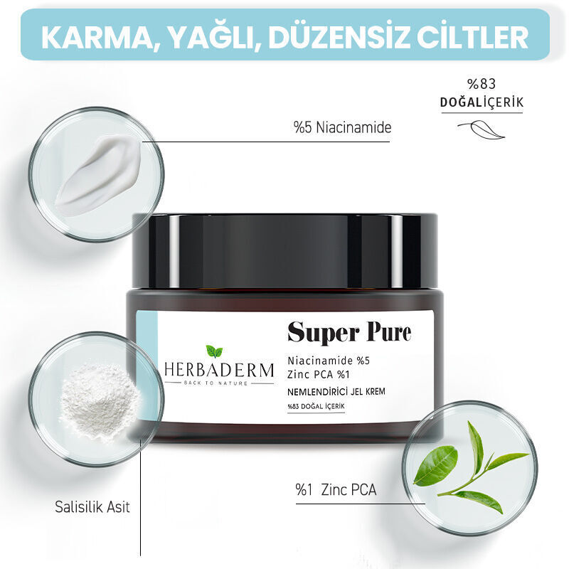 Гель-крем для увлажнения Herbaderm Super Pure 50 мл