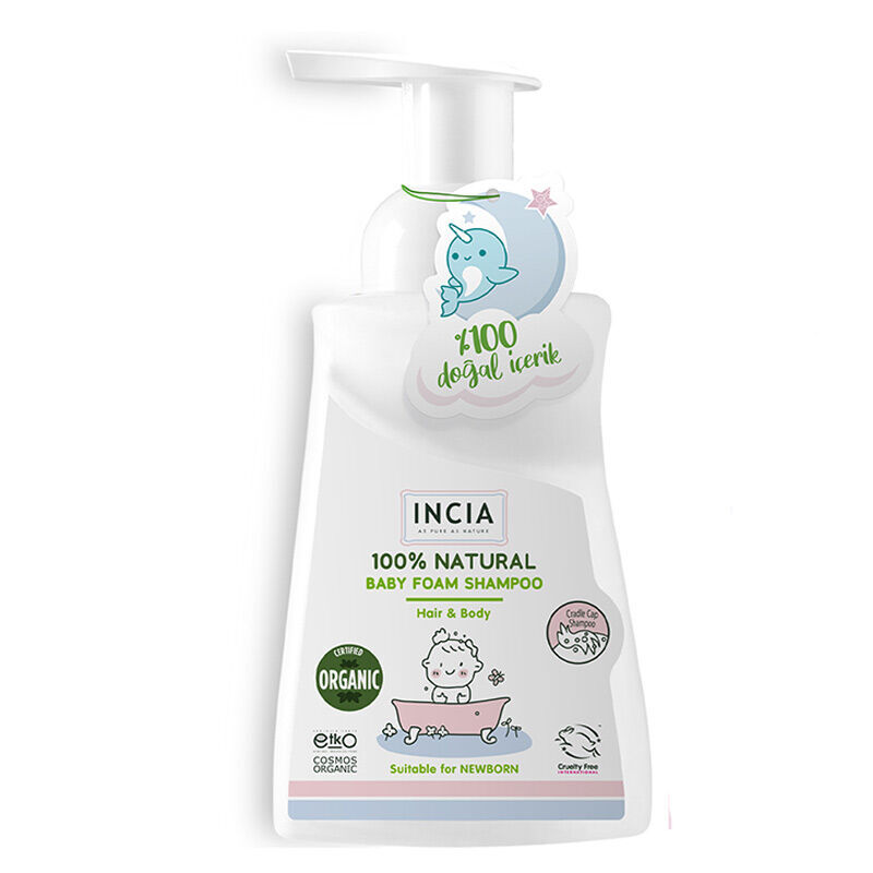 Incia Natural Foam Shampoo For Babies Hair And Body 200 ml
