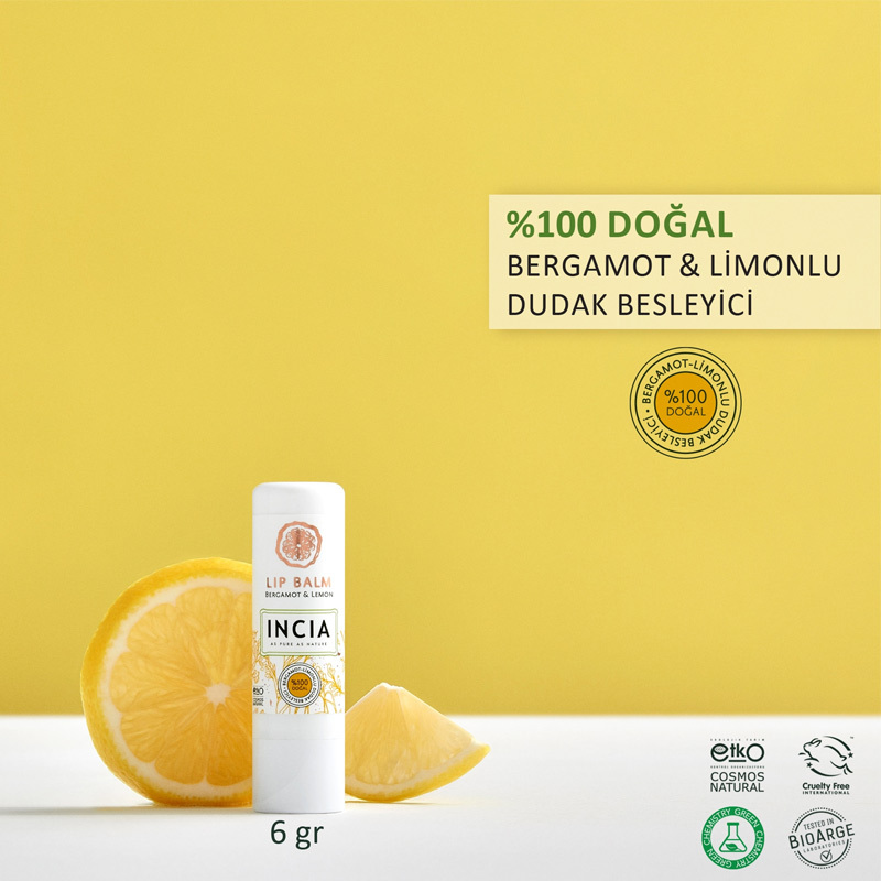Incia Bergamot &amp; Lemon Natural Lip Nourisher 6 g