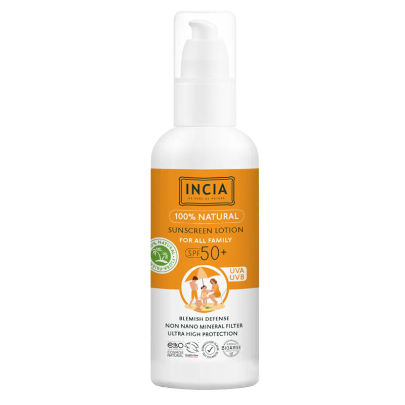 Incia Natural Sun Lotion For The Whole Family Spf50+ 100 ml
