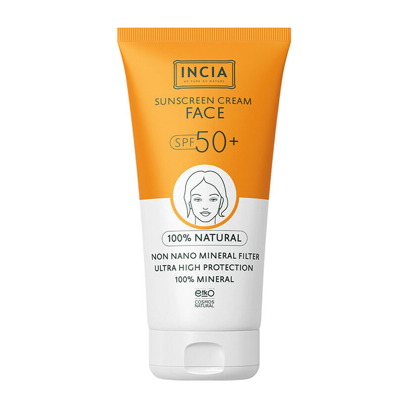 Incia 100% Natural Sun Cream For Face 50 spf 50 ml