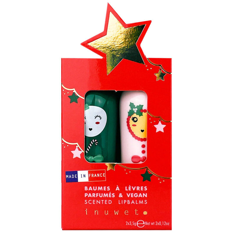 Inuwet Star Figured Lip Balm Set Of 2 - Mango And Cotton Candy
