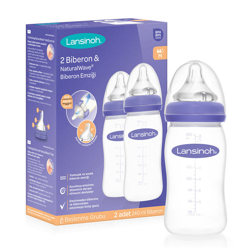 Lansinoh Feeding Bottle And Naturalwave Bottle Nipple 2 x240 ml