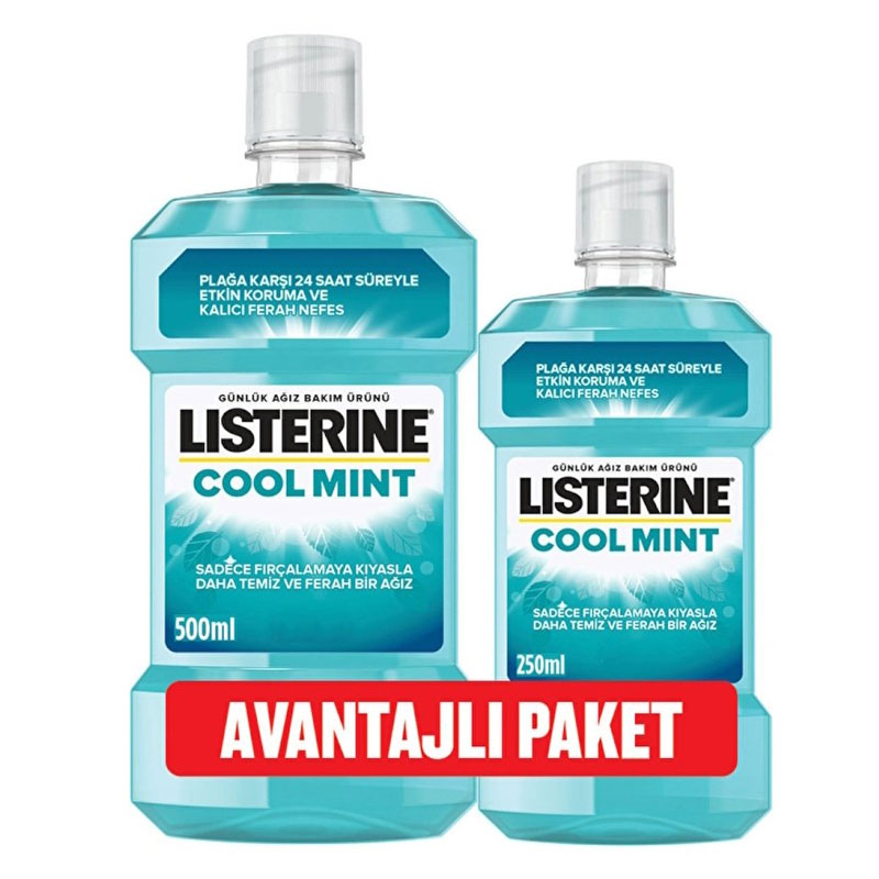 Listerine Cool Mint Mint Flavored 500 ml + 250 ml - Advantageous Package