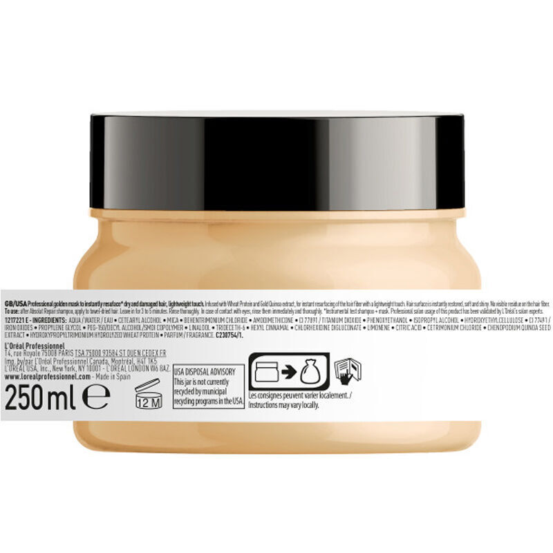 L'Oreal Paris قناع لوريال بروفيشنال أبسولوت ريبير الذهبي للشعر التالف 250 مل