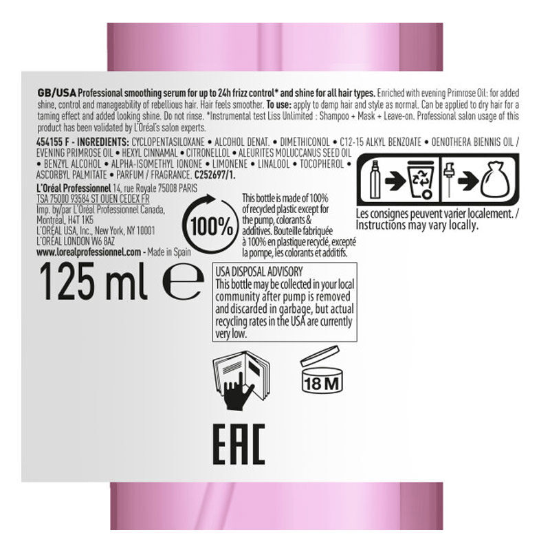 Loreal Professionnel Serie Expert Anti-frizz And Intense Softness Oil 125 ml