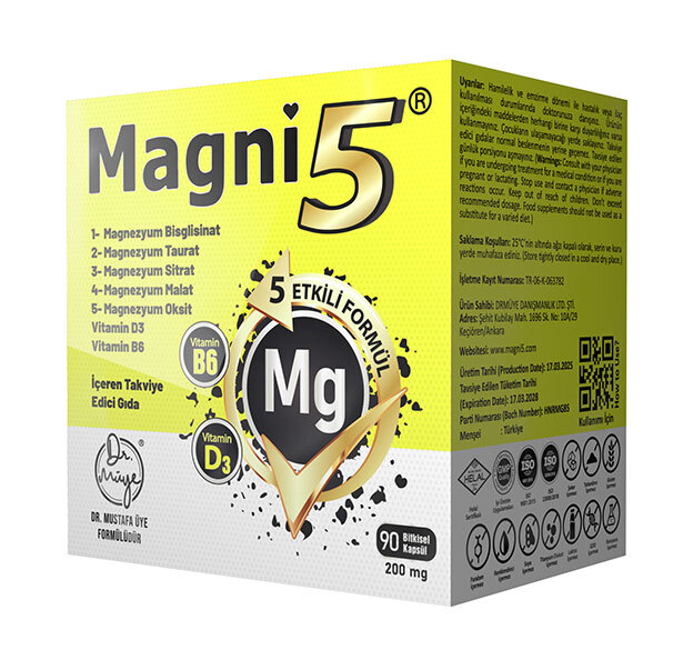 Биологически активная добавка с магнием Magni5, витамином D3 и B6, 90 капсул от Magni5