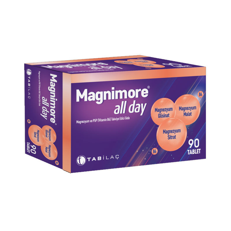 TAB Magnimore All Day Magnesium And P5 p (vitamin B6) Food Supplement 90 tablets