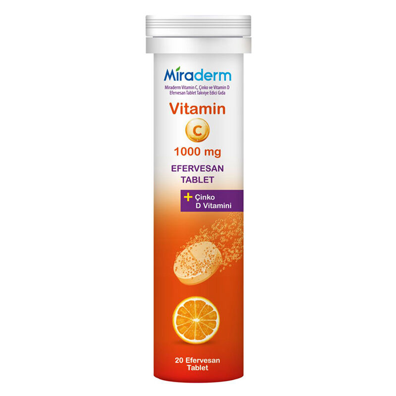 Miraderm Vitamin C 1000 mg 20 effervescent Tablets