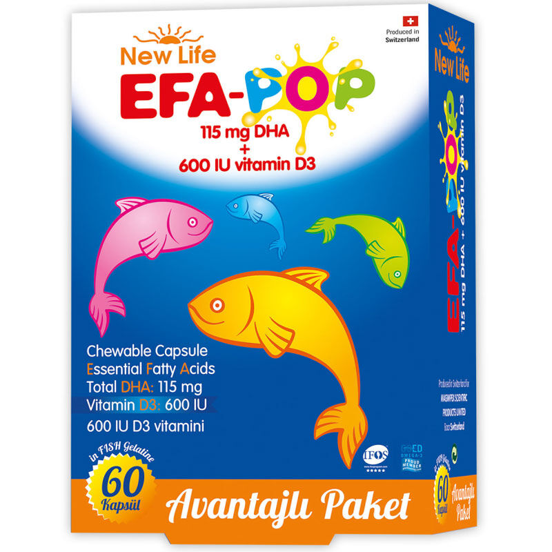 New Life Efa Pop Fish Oil Supplement Food 60 chewable Capsules