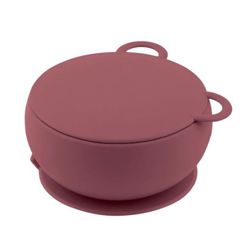 Oioi Silicone Bowl With Lid 6 months+ Claret Red