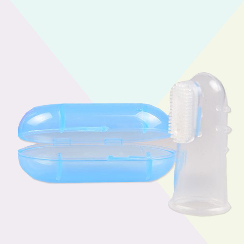 BioSmile Smiley Baby Silicone Finger Brush - Blue