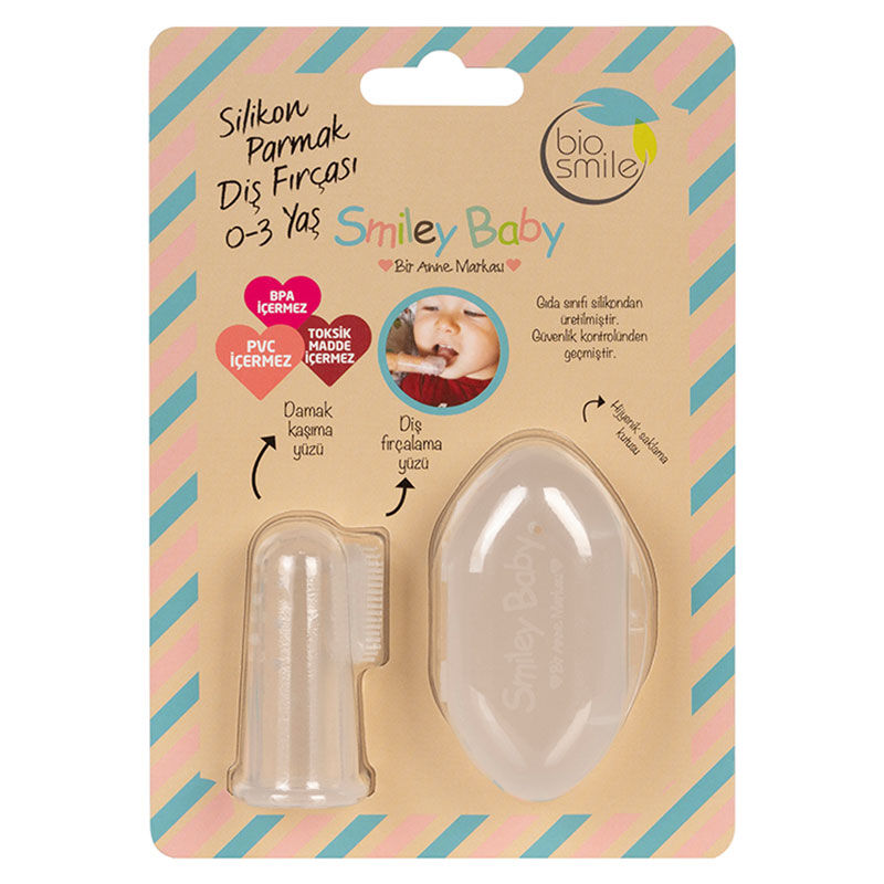 BioSmile Smiley Baby Silicone Finger Brush - Transparent