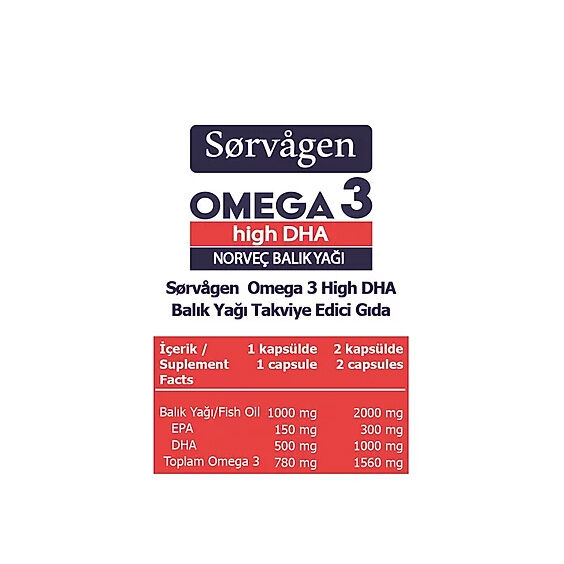 Sorvagen Omega 3 Hoch DHA Fischölkapseln - 50 Stück