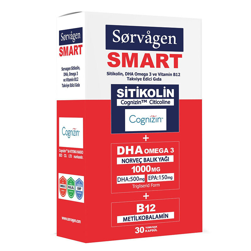 Sorvagen Smart Citicoline Dha Omega 3 and B12 30 capsules