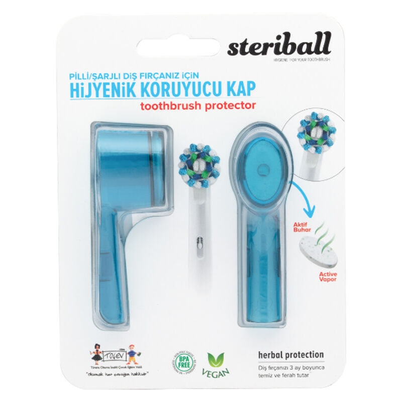 Steriball blauer hygienischer Zahnbürstenbehälter für alle Bürstentypen