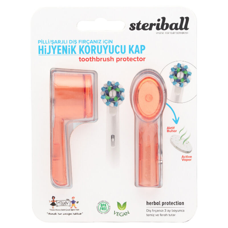 Steriball Hygienic Toothbrush Container For Battery Or Rechargeable Toothbrushes - Orange