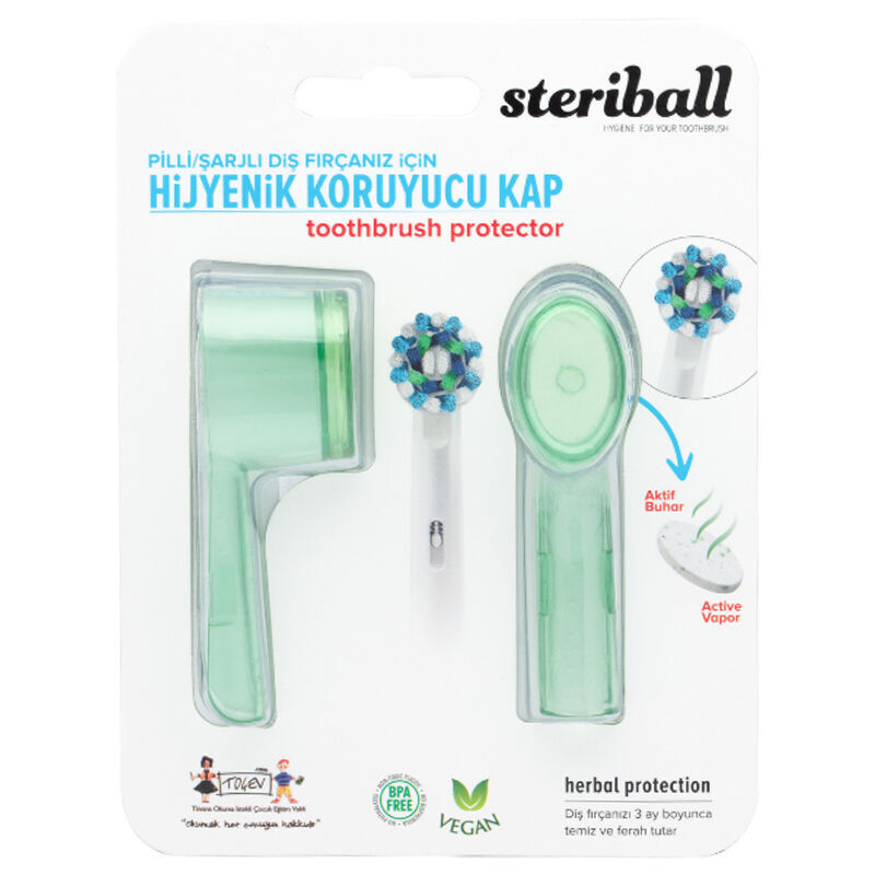 Steriball Hygienic Toothbrush Container For Battery Or Rechargeable Toothbrushes - Green