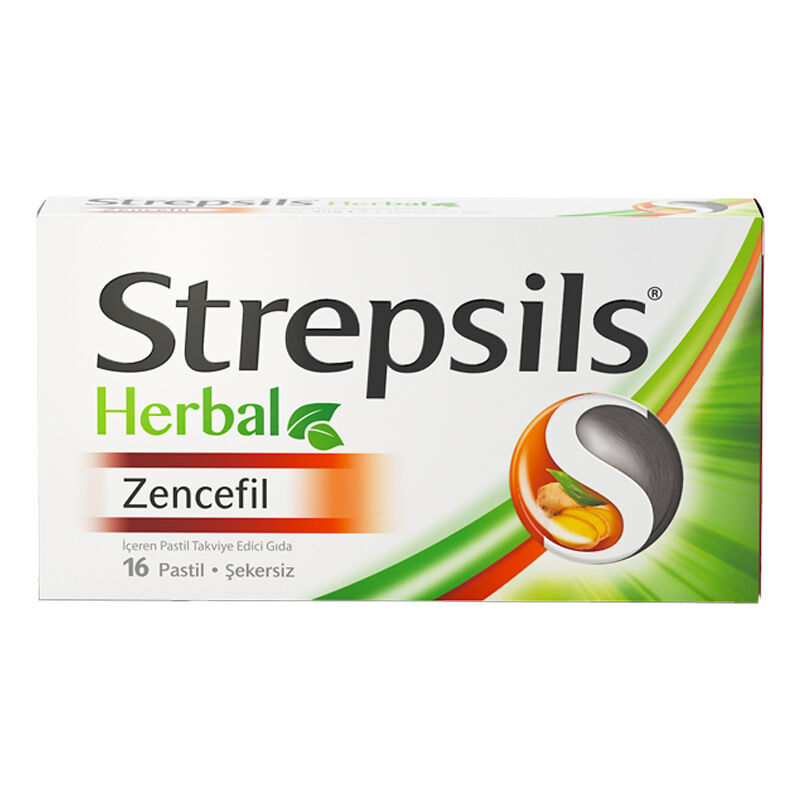 Strepsils Herbal Ginger Pastille Food Supplement 16 pcs