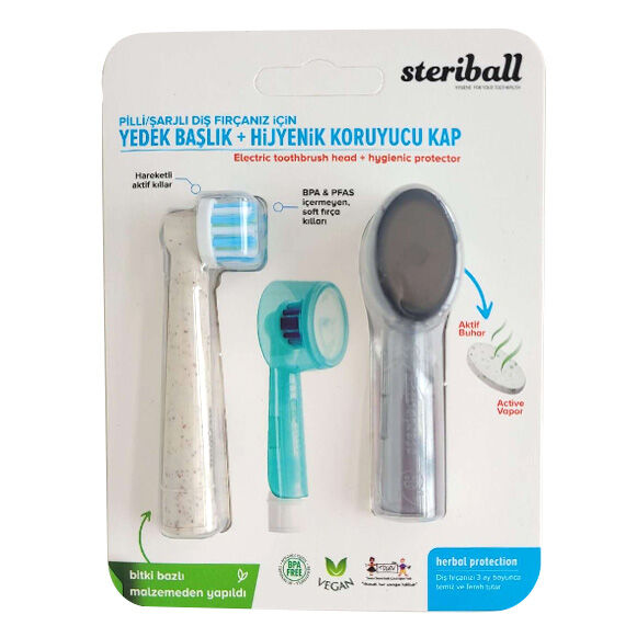 Запасная головка Steriball + гигиеническая защитная крышка для электрической зубной щетки Steriball