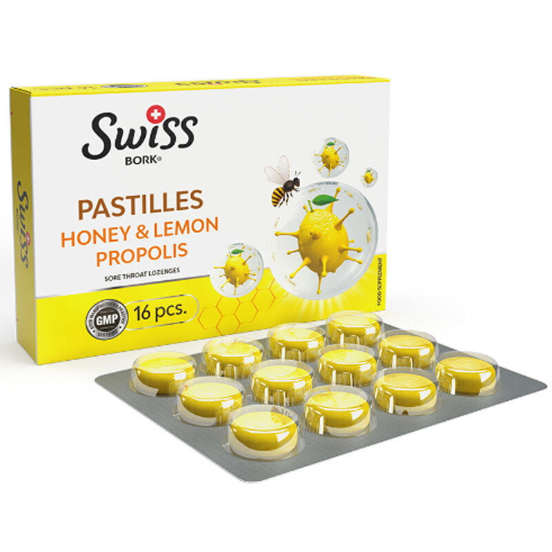 Swiss Bork Honey, Lemon And Propolis Flavored Lozenges 16 pcs