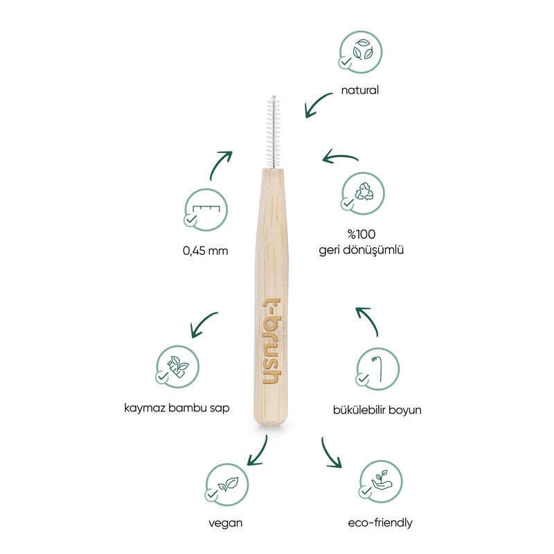 Зубная щетка T-brush бамбуковая межзубная 6 шт