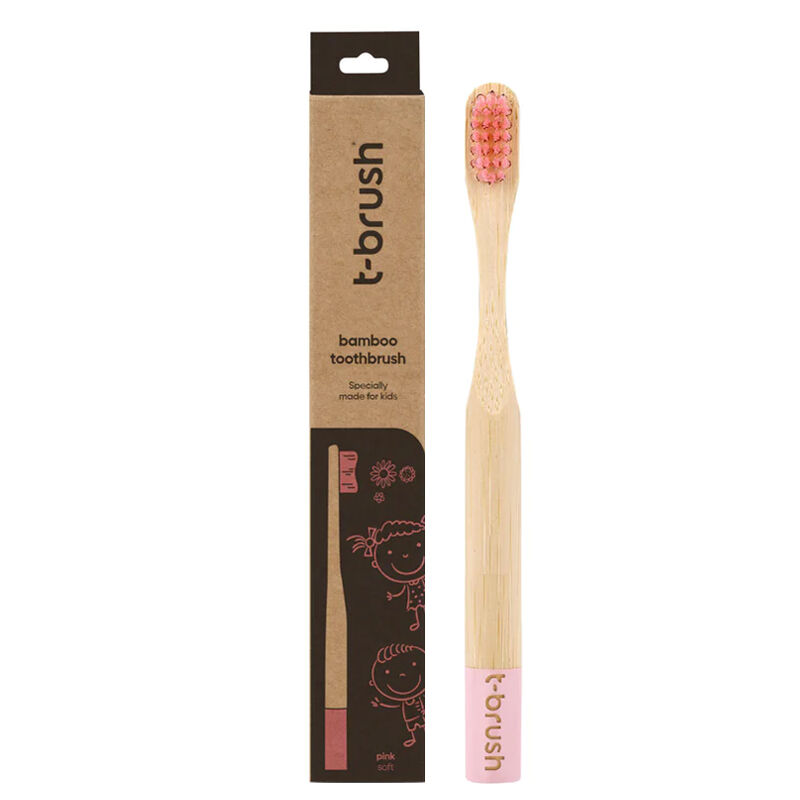 T-brush Bamboo Children's Soft Tooth Brush Pink