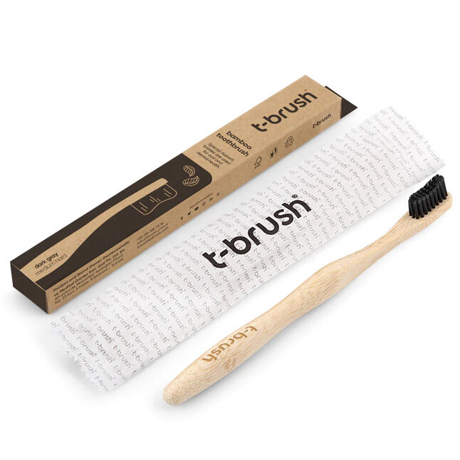 T-brush Bamboo Dental Soft Brush Medium Hard Dark Gray
