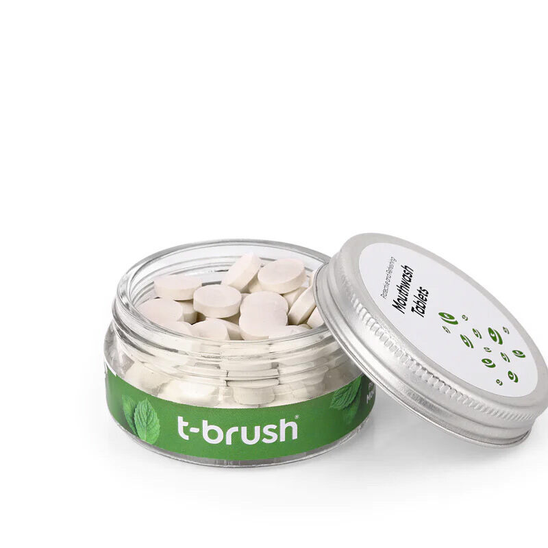 Таблетки для полоскания рта с мятным вкусом с фтором 75 штук от T Brush