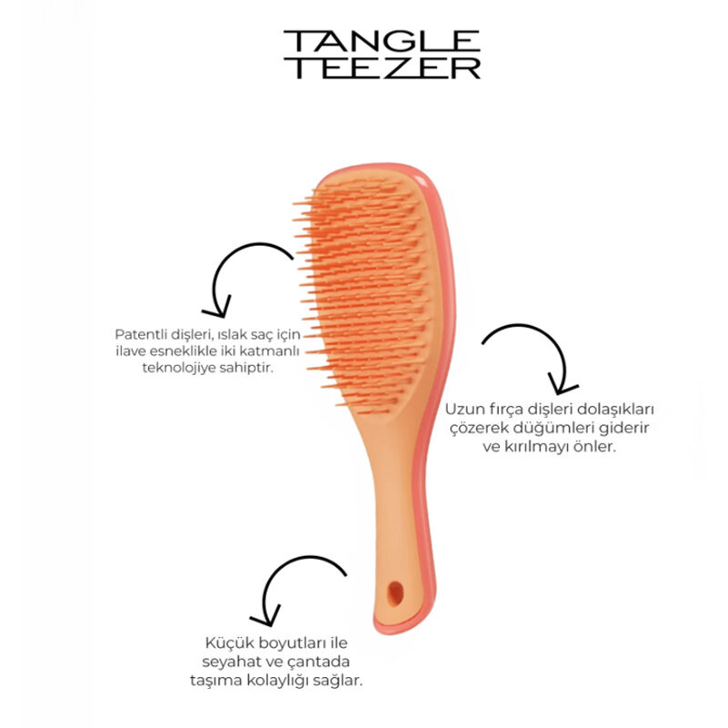 Tangle Teezer Мини-расческа для влажных волос Розово-оранжевая