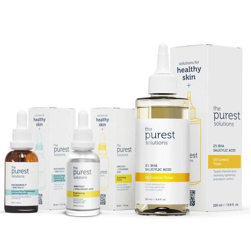 The Purest Solutions مجموعة العناية المقوية المضادة للبقع والرؤوس السوداء من ذا بيورست سوليوشنز