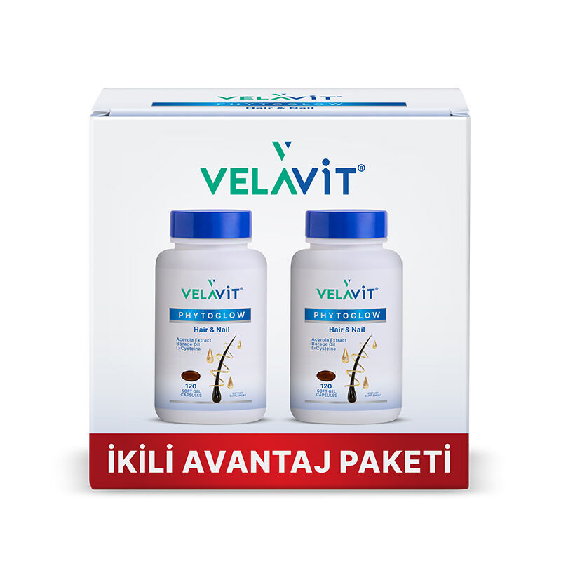 Velavit Phytoglow Hair Nail 120 gel Soft Capsules Double Advantage Package