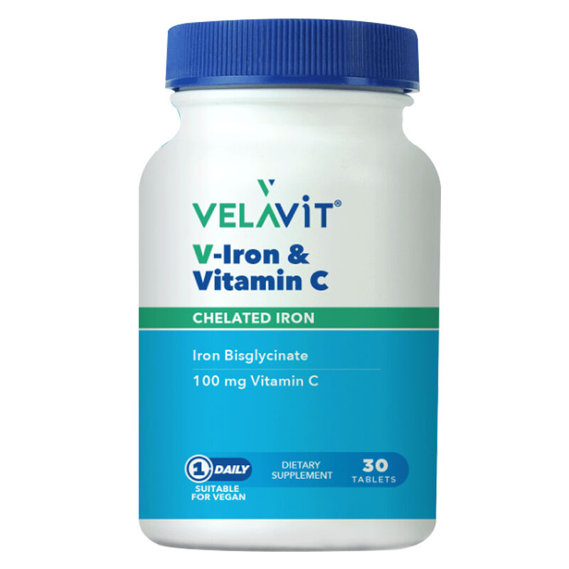 Velavit V-iron & Food Supplement Containing Vitamin C 30 tablets
