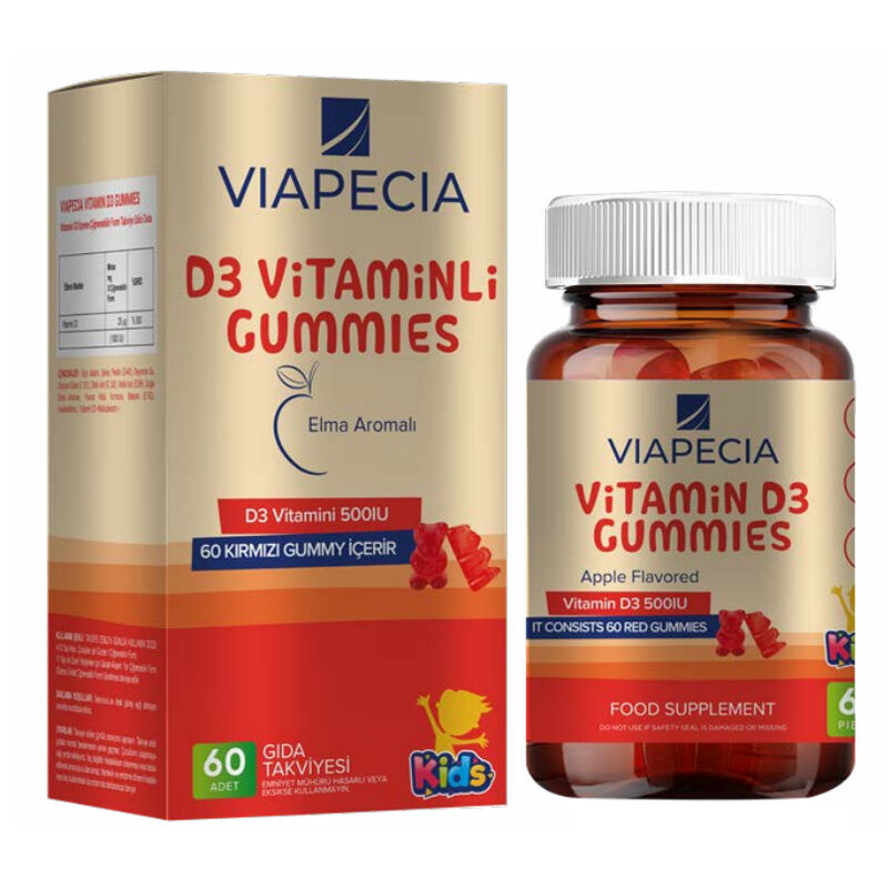 Viapecia Kids Vitamin D3 gummies Apple Flavored Supplementary Food 60 pcs