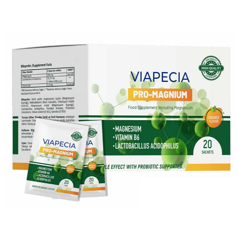 Viapecia Pro-magnium Food Supplement Containing Magnesium 20 sachets