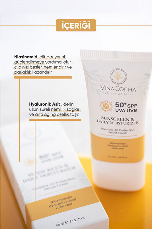 Vinacocha SPF50 feuchtigkeitsspendende Sonnencreme für das Gesicht 50ml