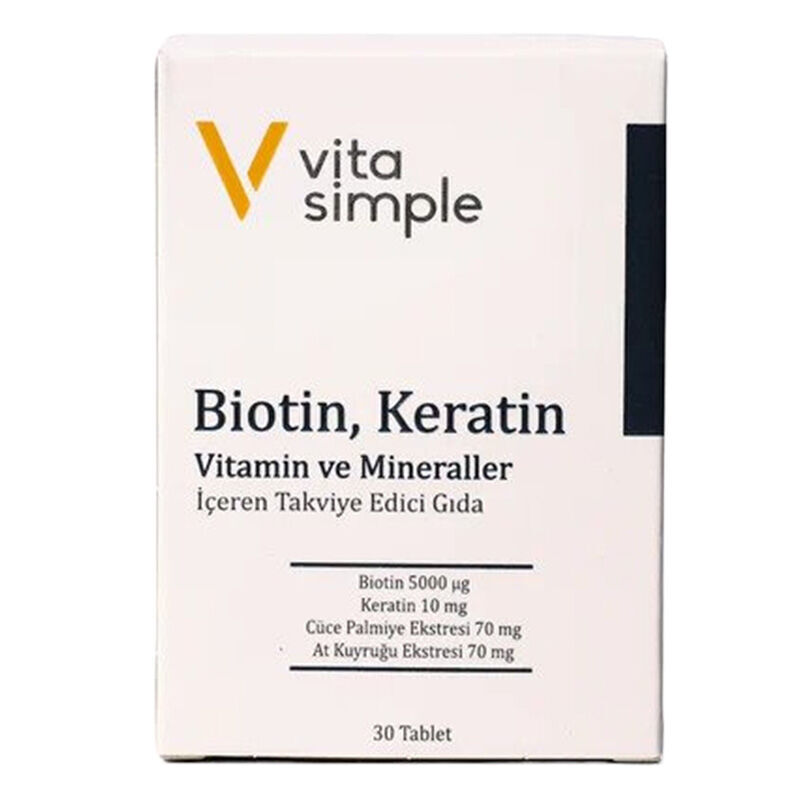 Vita Simple Biotin, Keratin, Vitamins And Minerals Supplementary Food 30 tablets