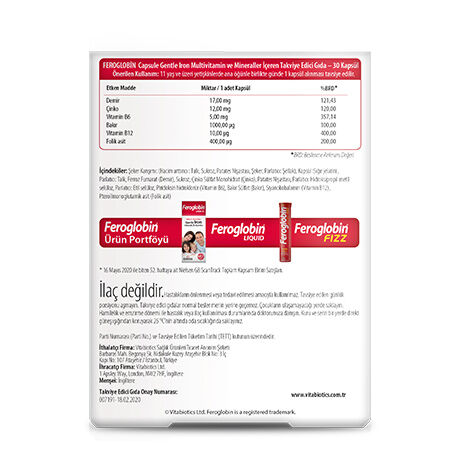 Vitabiotics Feroglobin Iron Supplementary Food 30 capsules