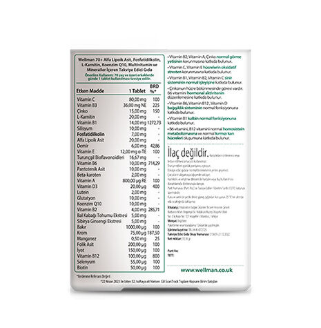 Vitabiotics Wellman 70+ Food Supplement 30 tablets