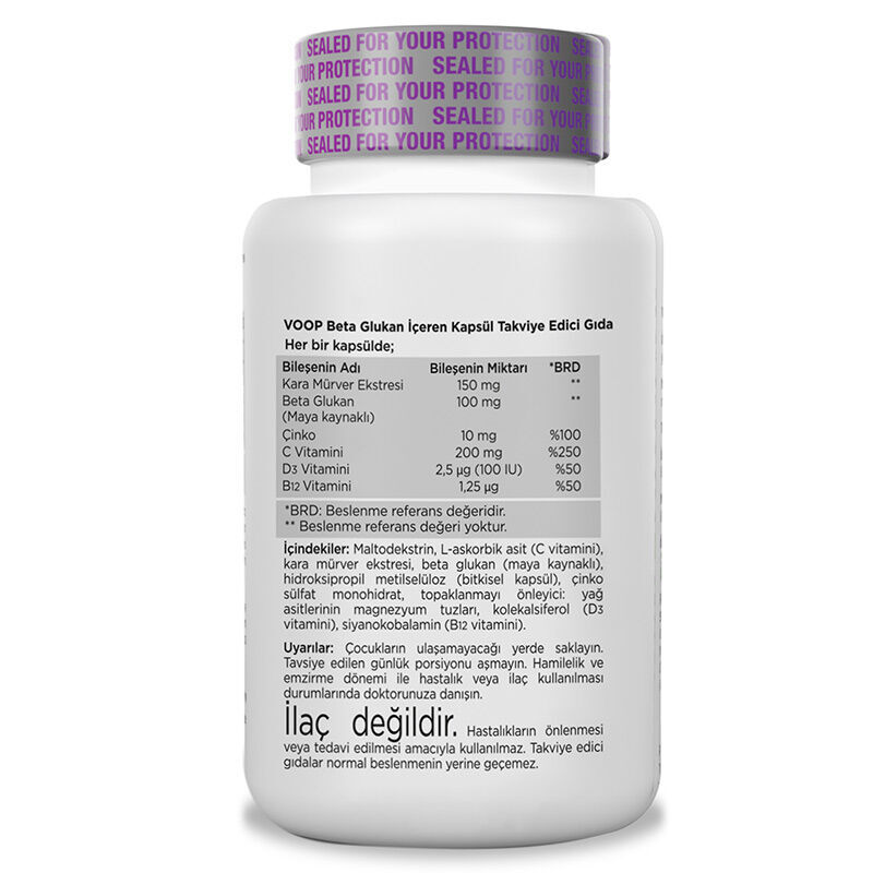 Voop Beta-Glucan Nahrungsergänzungsmittel - Immun- und Herzgesundheit 30 Kapseln