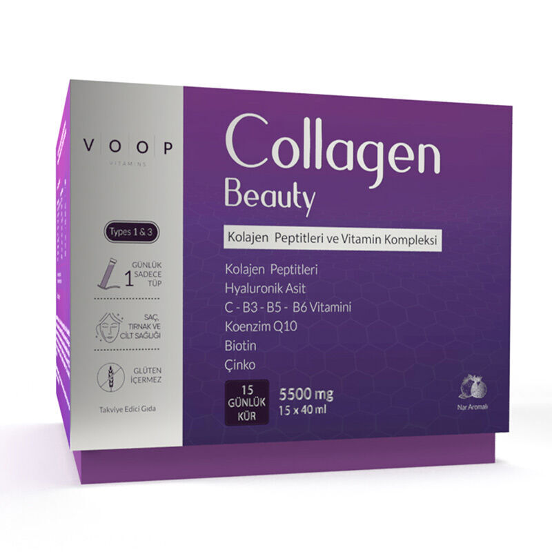 Voop Collagen Beauty Pomegranate Flavored Collagen 5500 mg - 15 liquid Tubes